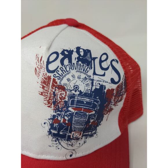 Screaming Eagles Meshback Snapback Trucker Hat OSFA Red & White - Picture 10 of 10
